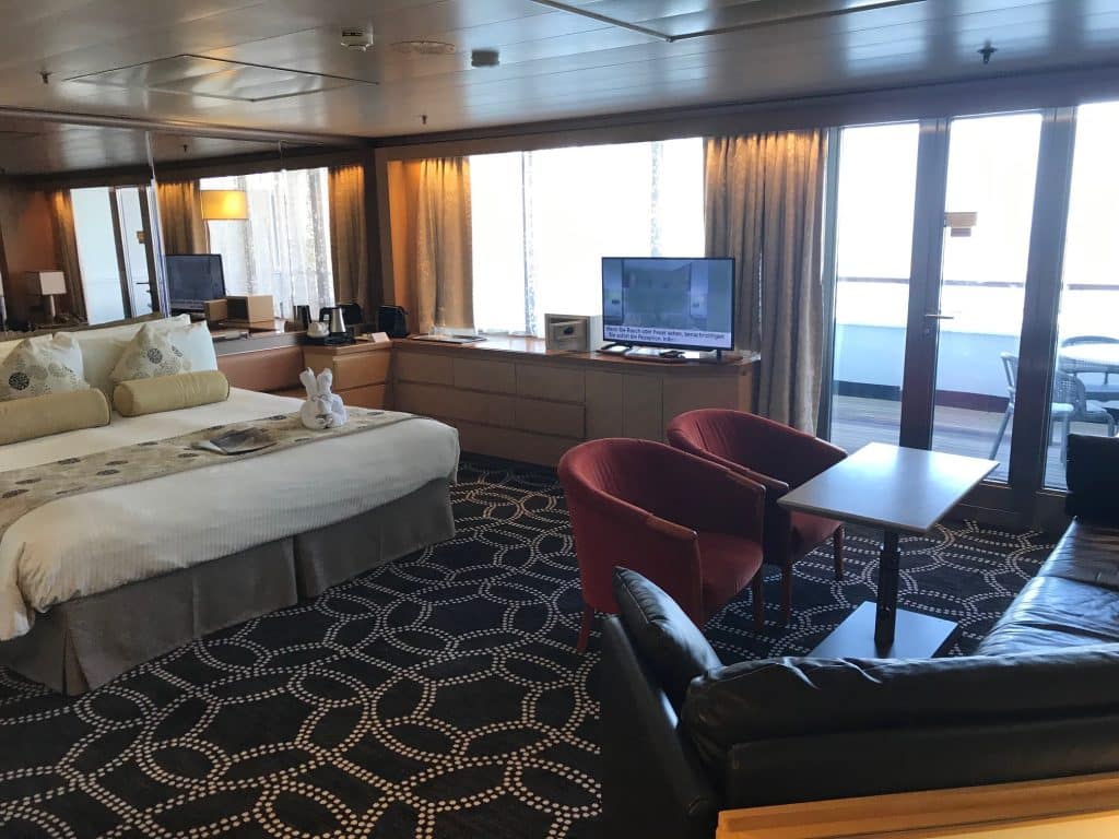 Eine Suite an Bord der Vasco da Gama vor  der Renovierung im Jahr 2019. Foto: Christoph Assies