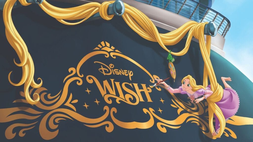 Am Heck der Disney Wish wird Rapunzel schweben. Grafik: Disney Cruise Line