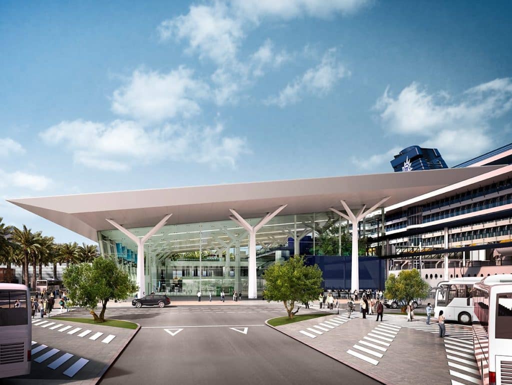 Neues Kreuzfahrtterminal in Barcelona für MSC Cruises, Fertigstellung ist für 2024 geplant. Foto: © MSC Cruises