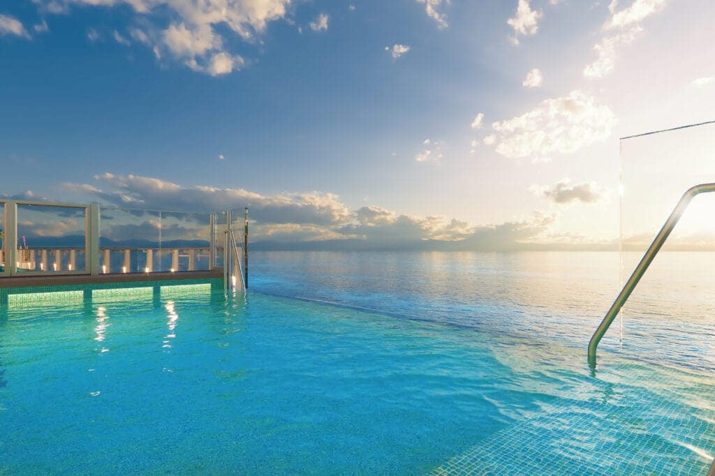 Entlang des Ocean Boulevard entstehen zwei Infinity-Pools. Grafik: Norwegian Cruise Line