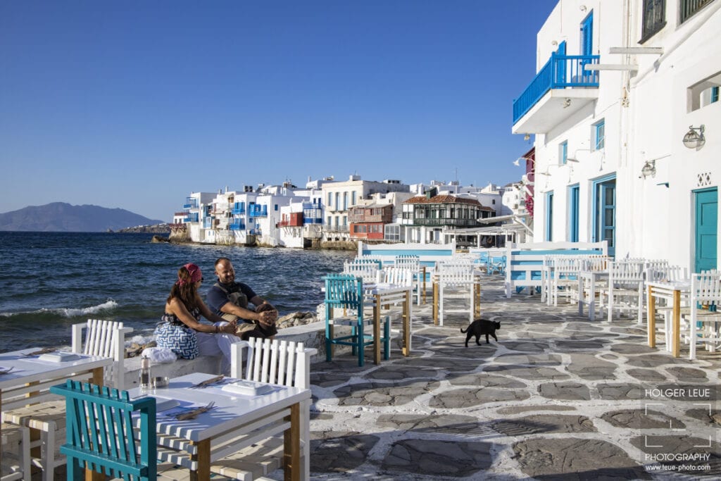 Kaum Touristen in der Stadt: Entspannte Atmosphäre auf Mykonos. Foto: © Holger Leue