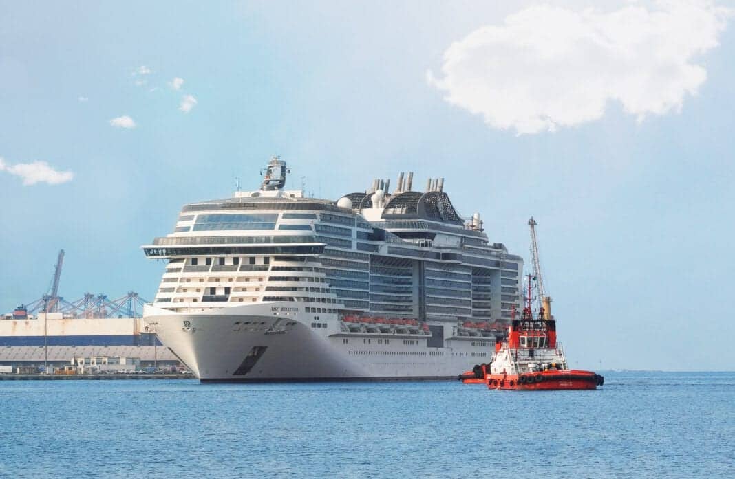 Die MSC Bellissima bei ihrer Ankunft im Hafen von Dschidda. Foto: © MSC Cruises