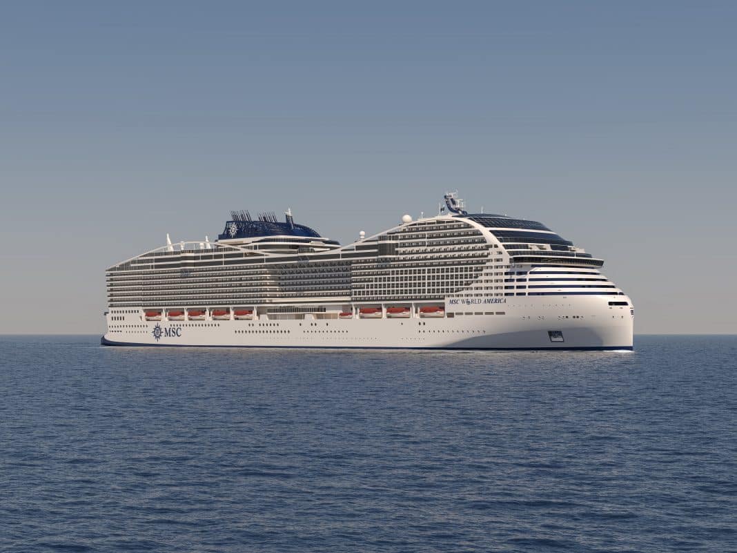 MSC World America wird das zweite World Class Schiff von MSC Cruises. Foto: © MSC Cruises (Rendering)