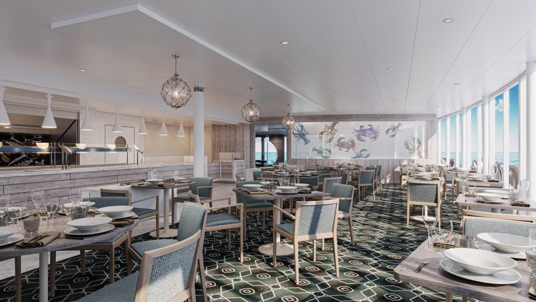 Sonnendurchflutetes Fischhaus an Bord der neuen Mein Schiff 7. Foto: TUI Cruises