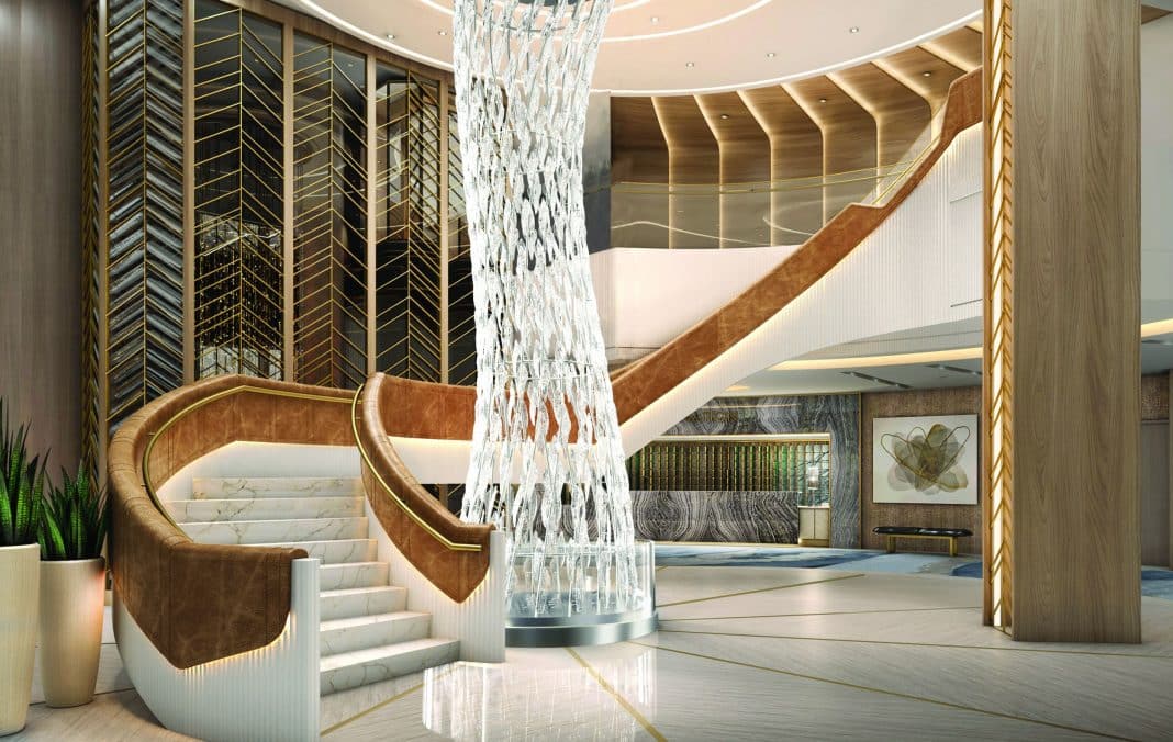 Eine prunkvolle Treppe zum Atrium ist ein ikonisches Element an Bord der Flotte von Oceania Cruises. Foto: © Oceania Cruises
