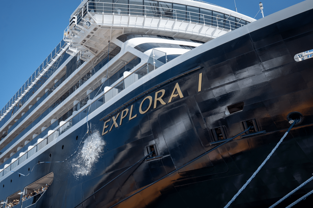 Die Übergabe von EXPLORA I fand heute, am 20. Juli 2023 auf der Werft Fincantieri in Monfalcone, Italien, statt, wo der Bau des 63.900 GT Schiffes am 10. Juni 2021 begann. Foto: © Explora Journeys