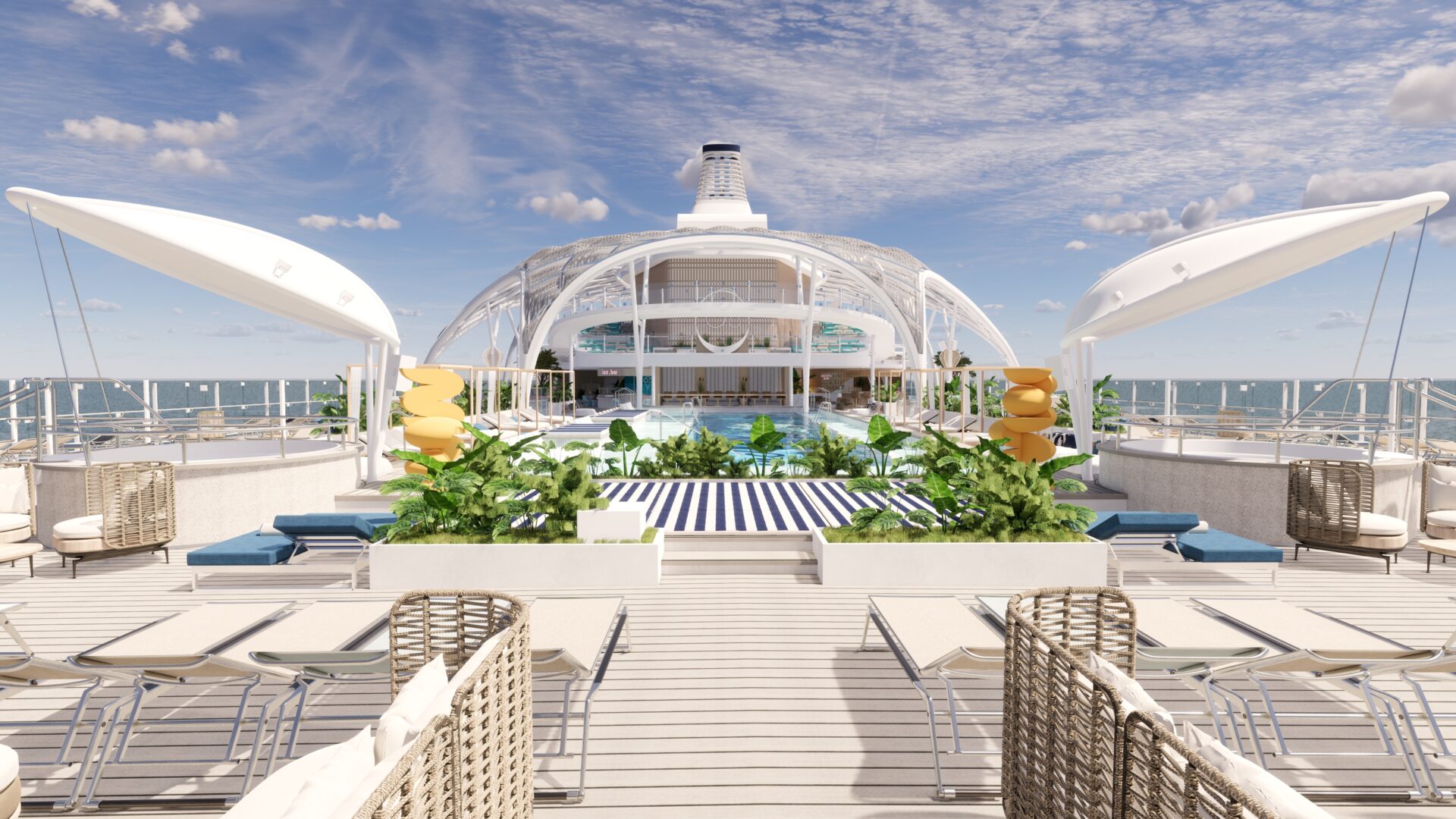 Blick auf das Pooldeck des Mein-Schiff-Neubaus. Grafik: TUI Cruises