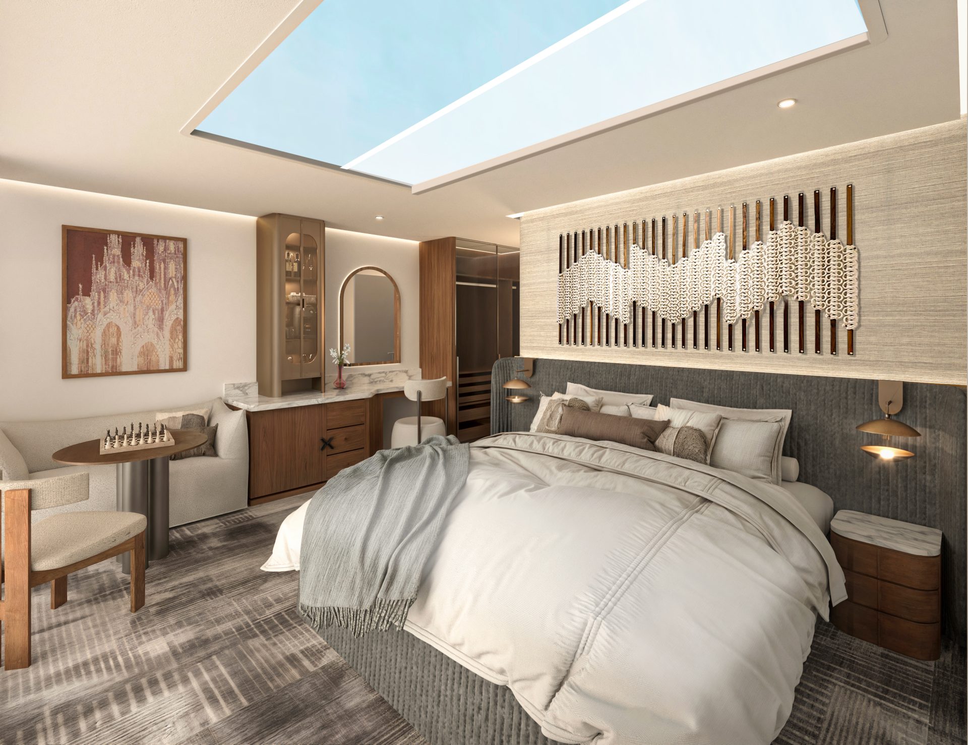 Skylight Infinite Balkon Suite, Blick in den Innenraum; Foto: © Celebrity River