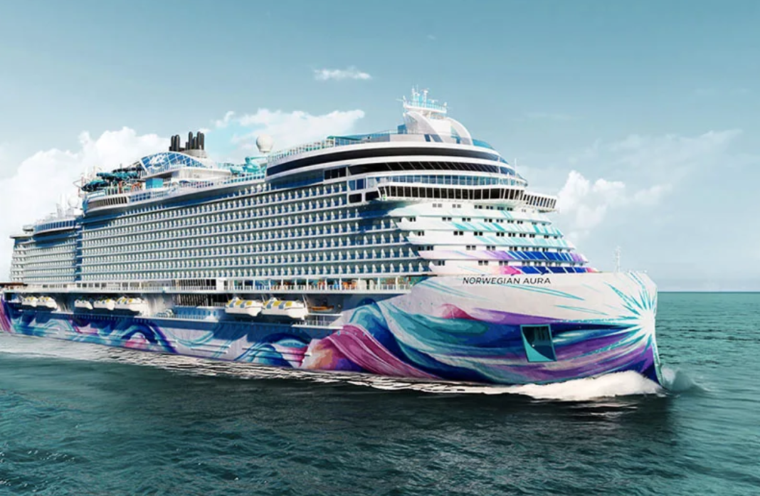 Die Norwegian Aura debütiert 2027 zunächst im Mittelmeer, ehe der Neubau in der Karibik stationiert wird. Grafik: Norwegian Cruise Line