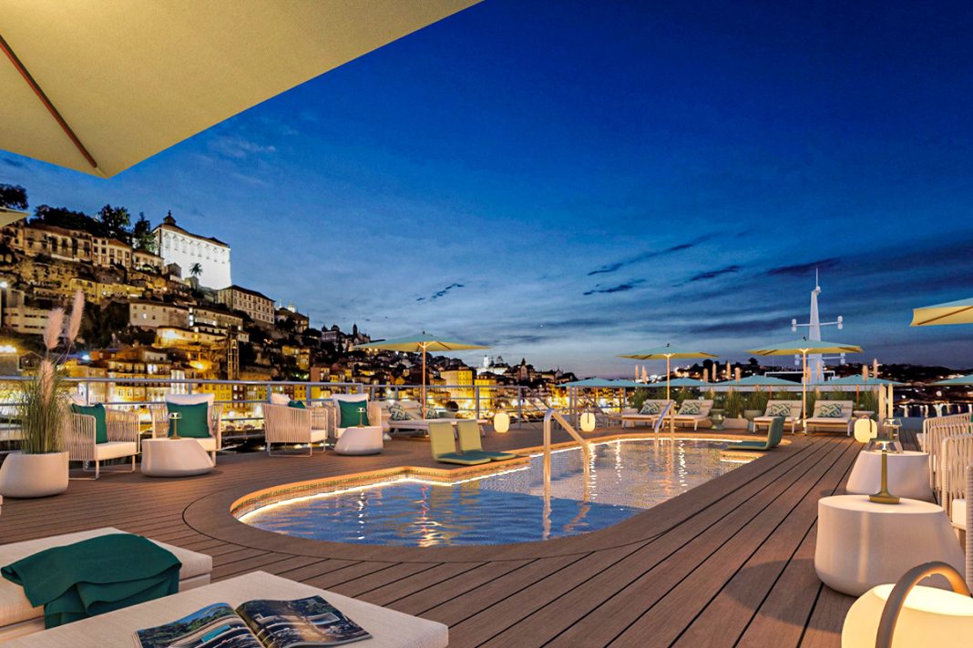 Rendering des Sonnendecks der neuen AMADEUS Douro, die ab März 2028 in Portugal starten soll. Foto: © Lüftner Cruises