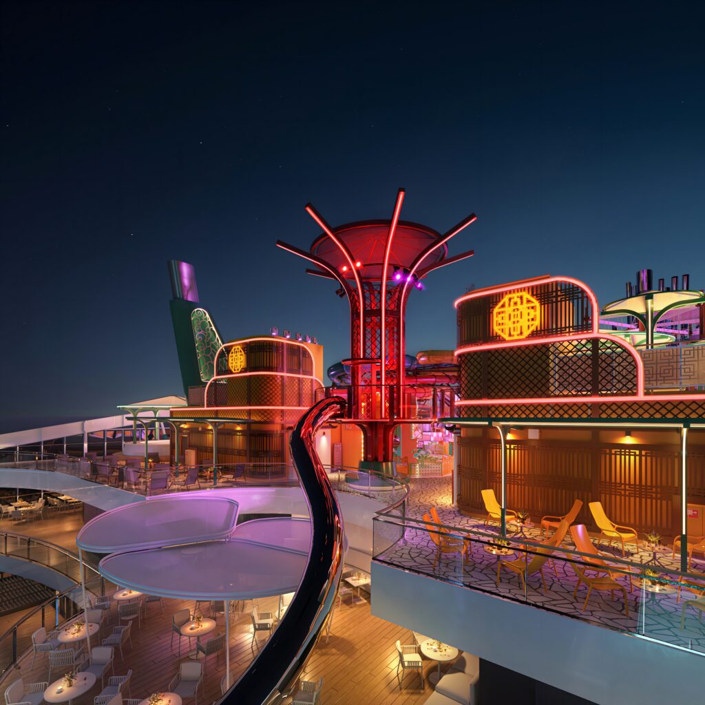 "The Spiral" führt die Gäste über zwölf Decks hinab auf die World Promenade. Foto: MSC Cruises