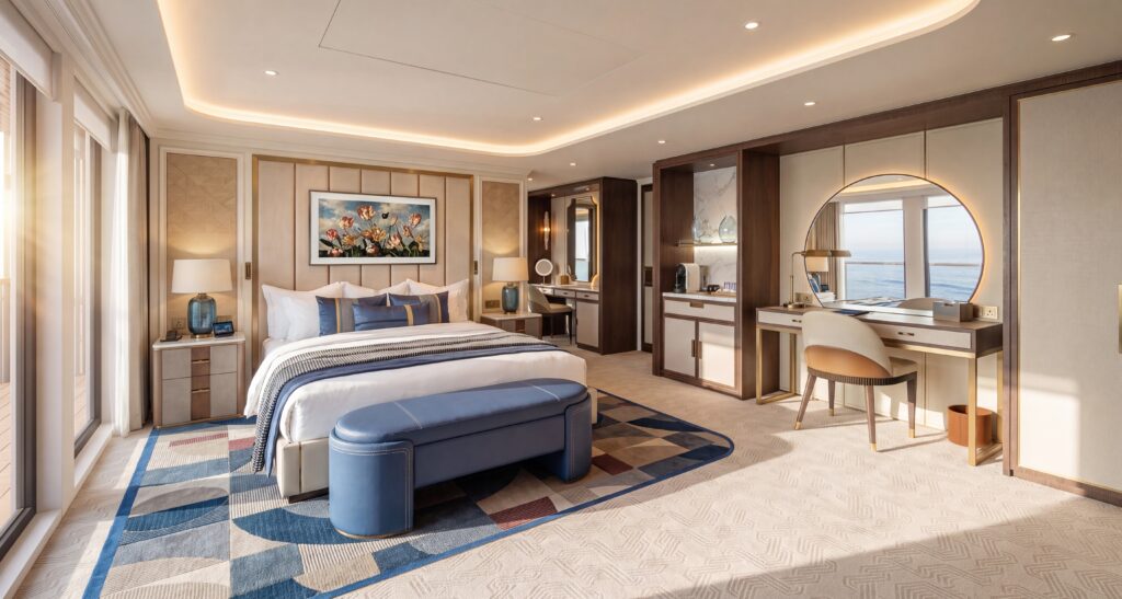 Schlafzimmer der Pinnacle Suite Holland America Line Zuiderdam