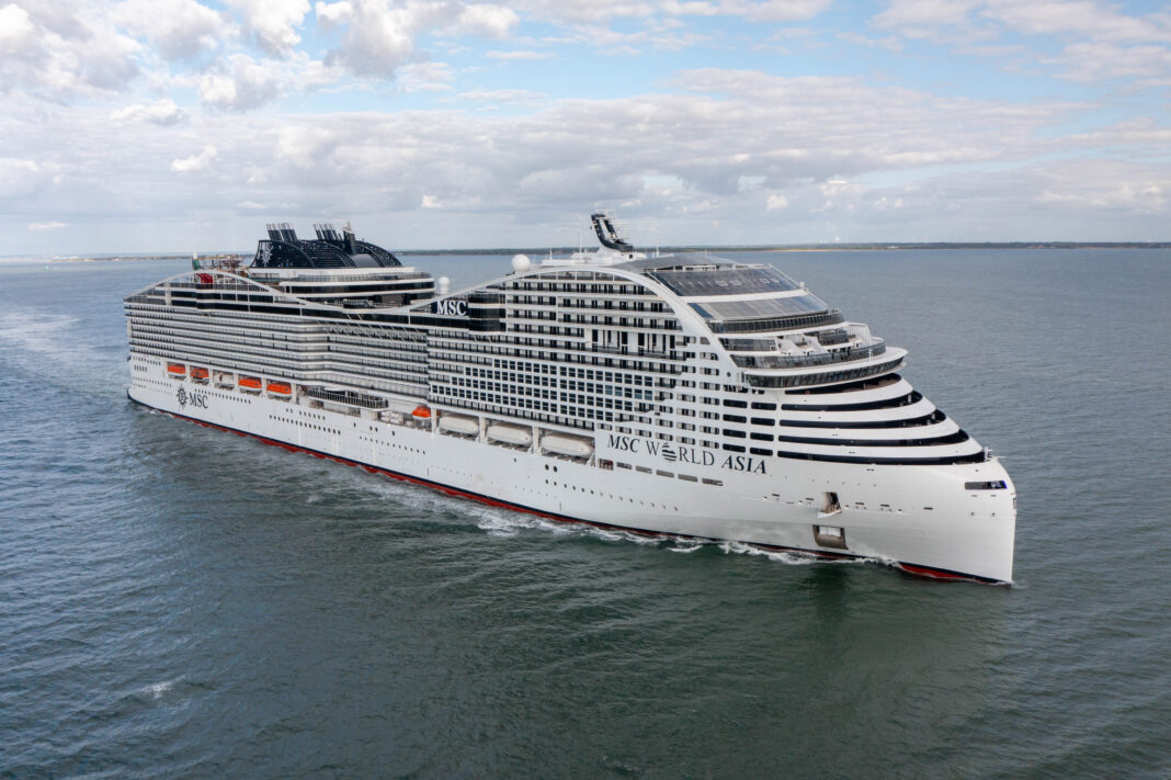 Die MSC World Asia auf Probefahrt: Foto: Chantiers de l’Atlantique