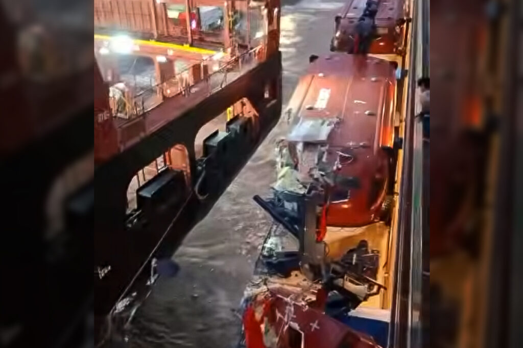 Mein Schiff 3: Kollision in Bremerhaven. Foto: YouTube / @CruiseOfficerAlex